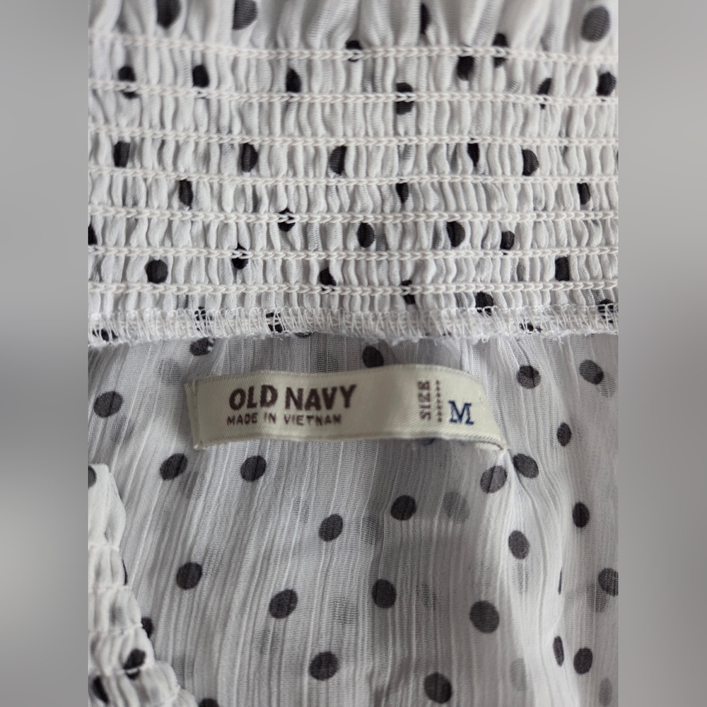 Old Navy White Polka Dot Blouse Size M - Picture 11 of 12